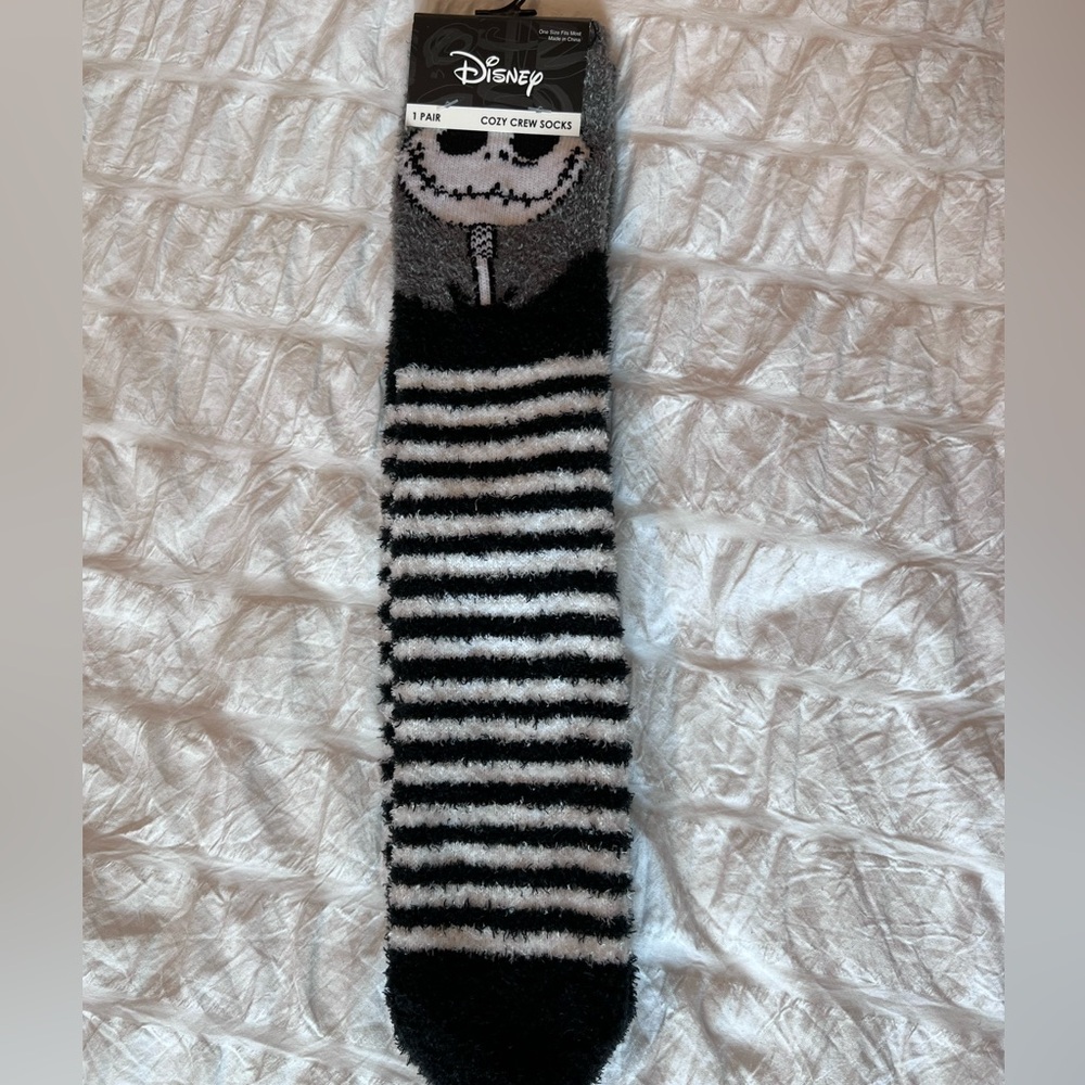 Disney The Nightmare Before Christmas Jack Skellington Fuzzy Long Socks OS NWT